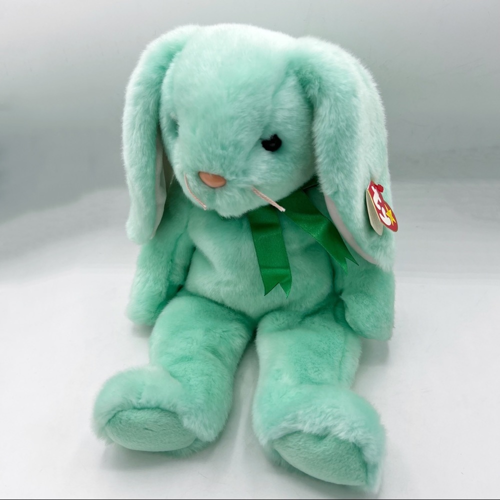 Vintage 90s TY Beanie Buddies Collection Hippity the Mint Green Bunny 14” Plush